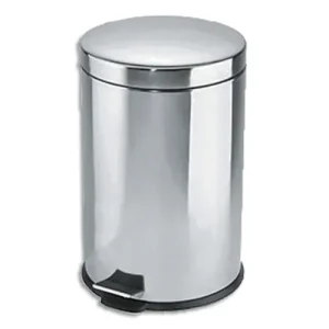Poubelle à pédale en métal capacité 3 Litres - Diamètre 16,7 cm, hauteur 27 cm inox