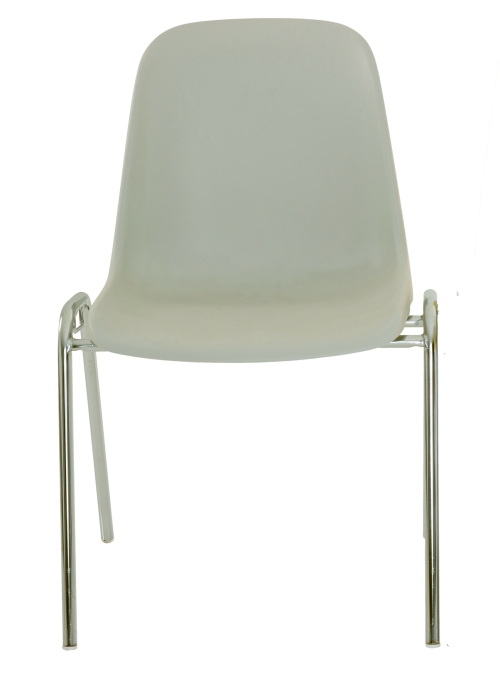Chaise Coque Beta Beige sans accroche, piètement en acier chromé, empilable 40 x 40 cm, hauteur 81cm
