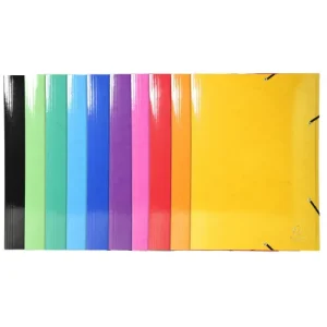 EXACOMPTA Chemise 3 rabats à élastiques IDERAMA en carte pelliculée 7/10, 600g. Pour format A3. Assortis
