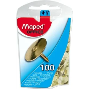 MAPED Boîte de 100 punaises en acier cuivrées 10 mm