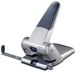 LEITZ Perforateur 2 trous. Capacité 65 feuilles gros travaux à poignée. Coloris Gris métal