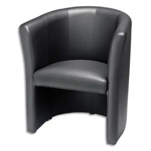 Garantie Chauffeuse Club finition en simili cuir Noire, structure en bois - Dimensions : L76 x H64 x P78 cm