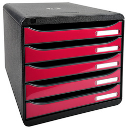 EXACOMPTA Module de classement BIG-BOX PLUS, 5 tiroirs, noir / framboise brillant