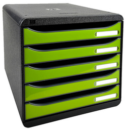 EXACOMPTA Module de classement BIG-BOX PLUS, 5 tiroirs, noir / vert citron brillant