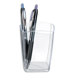Pot à crayons en polystyrène, 100% recyclable. Dim (l x h x p) : 7,4 x 9,5 x 7,4 cm. Coloris cristal