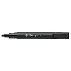 Marqueur permanent pointe biseautée corps plastique encre Noire à base d'alcool PERGAMY