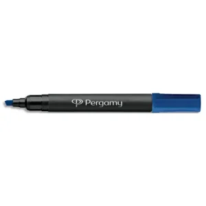 Marqueur permanent pointe biseautée corps plastique encre Bleu à base d'alcool PERGAMY