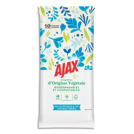 AJAX Paquet de 50 lingettes multi-surfaces et antibactérien SDB, biodégradables, fraîcheur Freesia
