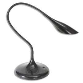 ALBA Lampe à Leds Arum en ABS Noir - Tête 17 cm, 1Bras flexible L49 cm et Socle D18 cm