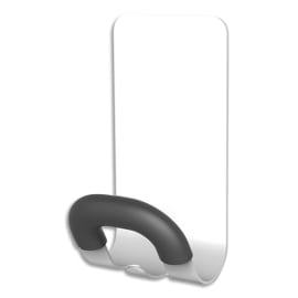 ALBA Patère murale magnétique Blanche, mousse antidérapante Noire, charge 5-6 kg L8 x H15 x P7 cm