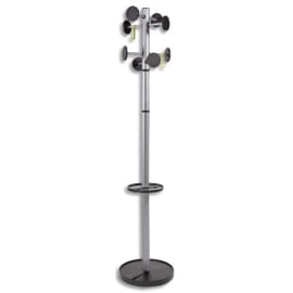 ALBA Portemanteau Stan3 en métal et ABS, 8 patères-galets, porte-parapluie - Socle D38, H176cm Gris métal