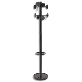 ALBA Portemanteau Stan3 en métal et ABS, 8 patères-galets, porte-parapluie - Socle D38, H176 cm Noir