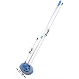 ALBIORE Balai Bleu manche télescopique 73 à 124 cm, support ovale 25,5 x 16,5 cm, frange microfibre