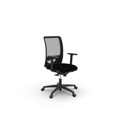Siège Alter - mécanisme synchrone sans accotoirs - assise tissu Bondaï noir et dossier résille noire - piètement nylon noir