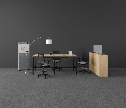 Bureau rectangle Arial L. 120 cm x P 80 cm EP19mm mélamine blanc neige pied carré arche fixe métal lisse noir
