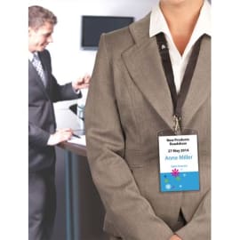 AVERY Boîte de 10 porte-badges grand format 105 x 148 mm avec tours de cou Noirs + 12 inserts imprimables