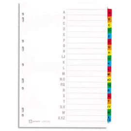 AVERY Répertoire alpha 20 touches. En carte Blanche, onglets plastifiés de couleur. Maxi format.