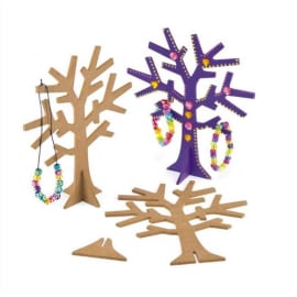 Arbre à bijoux avec socle, en bois à décorer, hauteur 19 cm