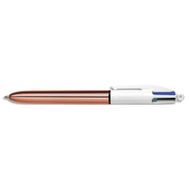 BIC 4 Couleurs Or Rose Stylo-Bille Pointe Moyenne (1,0 mm) à Encre Noire, Bleue, Rouge et Verte