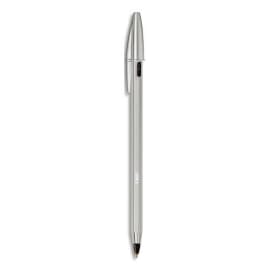 BIC Cristal Re’New Stylo-Bille Pointe Moyenne Corps Argenté + Cartouches d’Encre Rechargeables Noir x1+2