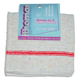 BROSSERIE THOMAS Carton de 15 Serpillières Tradition écrues en coton et polyester L50 x H0,5 x P100 cm