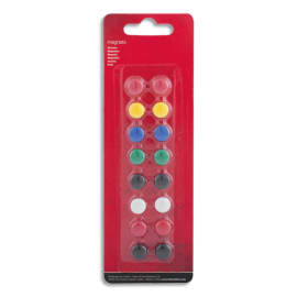 Boîte de 16 aimants 11 mm ronds assortis
