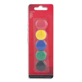 Boîte de 5 aimants 25 mm ronds assortis