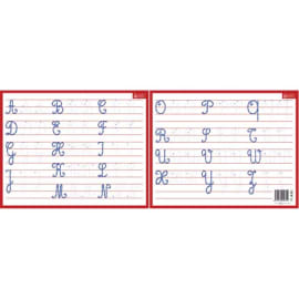 CBG Ardoise Blanche effaçable à sec format 21 x 26,5cm, avec l'aphabet en majuscule cursive