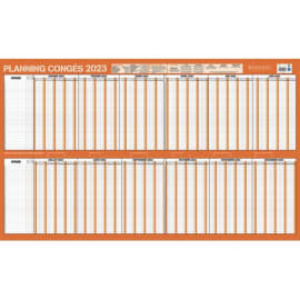 CBG Planning annuel congés et absences millésimé, 32 personnes, effaçable à sec, 60x99cm, 4 oeillets