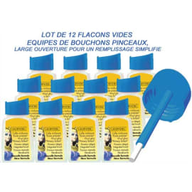 CLEOPATRE Lot de 12 flacons vides 80ml / bouchon avec pinceau intégré