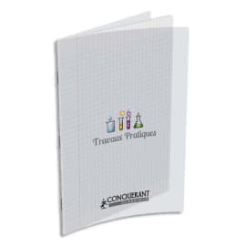 CONQUERANT 9 Cahier Travaux Pratique piqûre 17x22cm 32 pages Séyès+32 pages unies.Couverture PP incolore