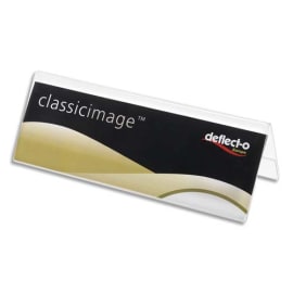 DEFLECTO Porte-nom de bureau transparent - Format A5 L21 x H7,5 x P7,5 cm