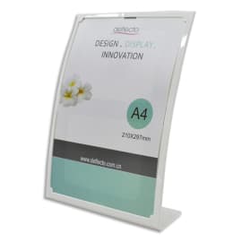 DEFLECTO Porte affiche incliné vertical A4 forme bombé Blanc - L23,3 x H31 x D9 cm