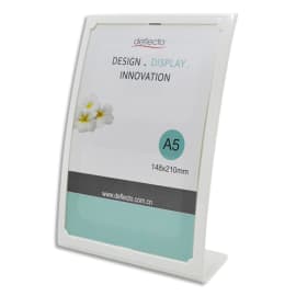 DEFLECTO Porte affiche incliné vertical A5 forme bombé Blanc - L17 x H23 x D7,5 cm