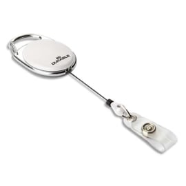 DURABLE Boîte 10 Enrouleurs Style avec lanière bouton pression - cordon rétractable 80cm - Blanc
