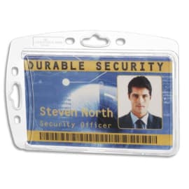 DURABLE Boîte 10 Porte-badges fermé pour 1 carte format portrait ou paysage - L85 x H54 mm - Transparent