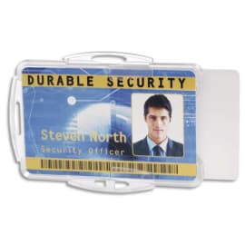 DURABLE Boîte 10 Porte-badges ouvert pour 2 carte format portrait ou paysage - L85 x H54 mm - Transparent