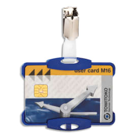 DURABLE Boîte de 25 portes-cartes de sécurité avec clip pour 1 carte 54x85mm. Coloris bleu