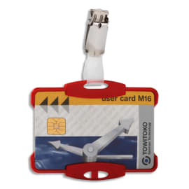 DURABLE Boîte de 25 portes-cartes de sécurité avec clip pour 1 carte 54x85mm. Coloris rouge