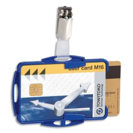 DURABLE Boîte de 25 portes-cartes de sécurité avec clip pour 2 cartes 54x85mm. Coloris bleu