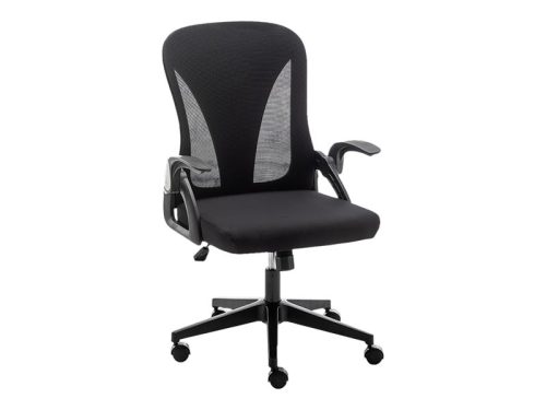 Chaise Ergonomique avec dossier en tissu respirant et de forme incurvée.