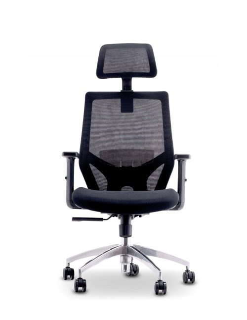 Chaise ergonomique accoudoirs en forme d'arme à feu inclinaison pivotant tissu de maille noir