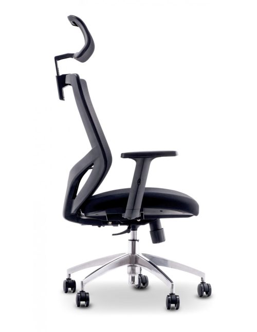 Chaise ergonomique accoudoirs en forme d'arme à feu inclinaison pivotant tissu de maille noir