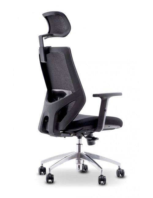 Chaise ergonomique accoudoirs en forme d'arme à feu inclinaison pivotant tissu de maille noir