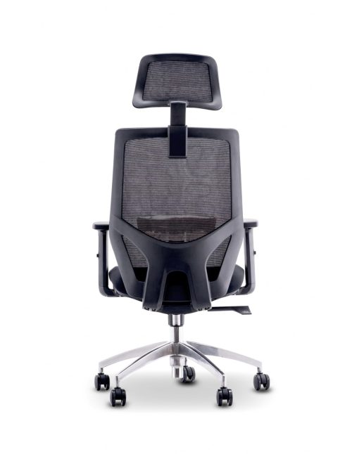 Chaise ergonomique accoudoirs en forme d'arme à feu inclinaison pivotant tissu de maille noir