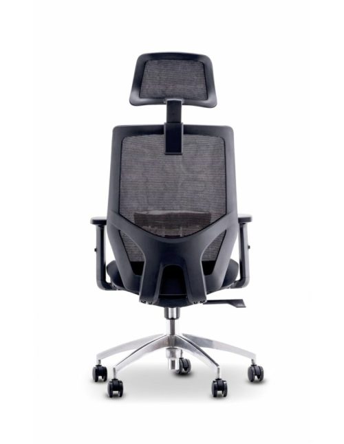 Chaise ergonomique accoudoirs en forme d'arme à feu inclinaison pivotant tissu de maille noir