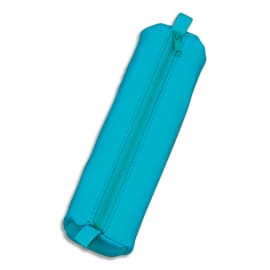 JUSCHA Trousse ronde en cuir 21x6cm. Coloris Turquoise