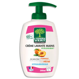 L'ARBRE VERT Flacon 300 ml Crème lavante mains hypoallergénique parfumée à la Pêche