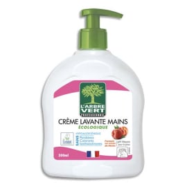 L'ARBRE VERT Flacon poussoir 300 ml Crème lavante mains hypoallergénique parfumée à la Pêche