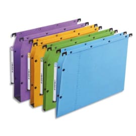 OBLIQUE AZ Boîte de 25 dossiers suspendus ARMOIRE en kraft 240g. Fond V, bouton-pression. Assortis